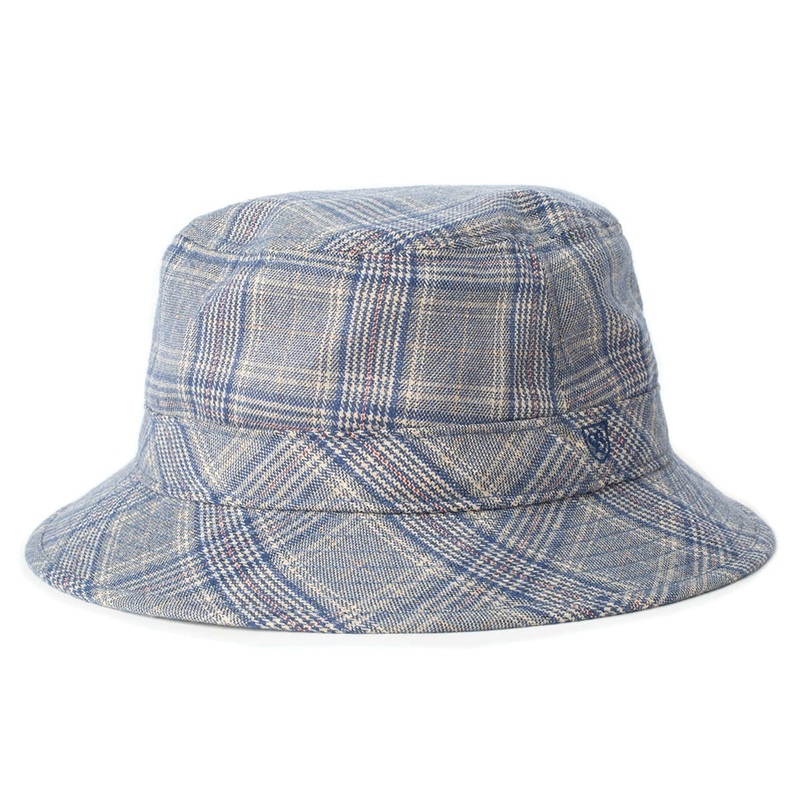 Brixton Hats B-Shield Windowpane Bucket Hat – Grey-Blue Small-56cm
