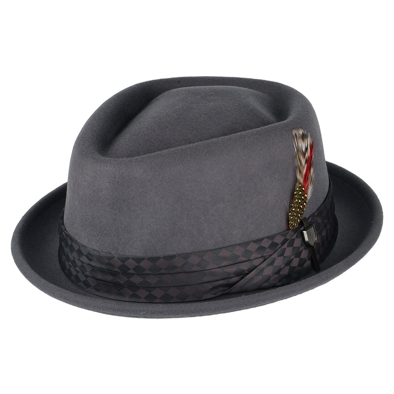 Brixton Hats Stout Wool Felt Pork Pie Hat – Mid Grey Small-56cm