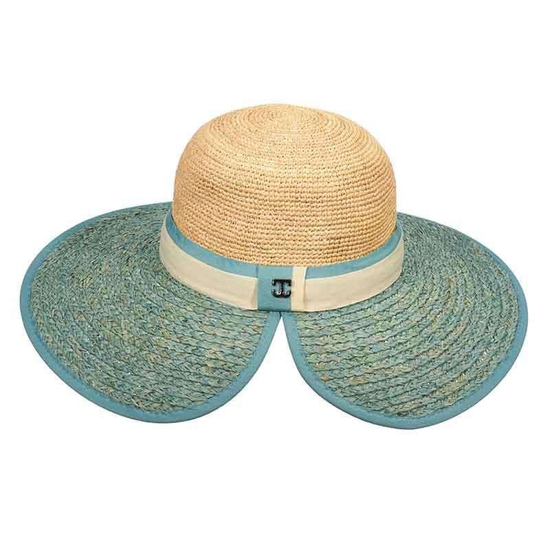 Callanan Two Tone Raffia Sun Hat Aqua