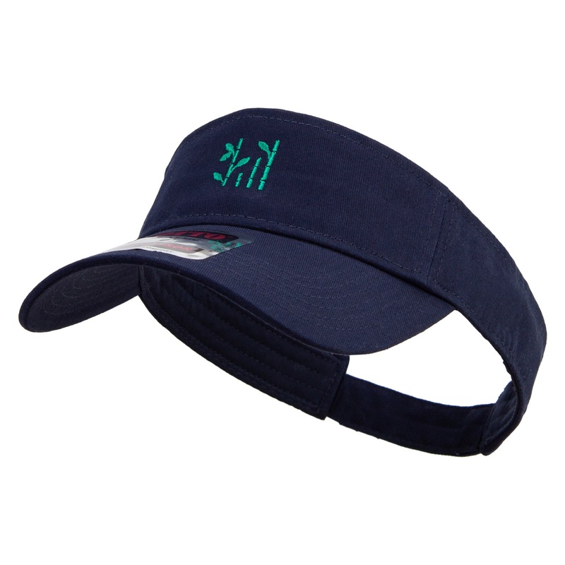 China Bamboo Symbols Embroidered Cotton Twill Sun Visor Navy One Size