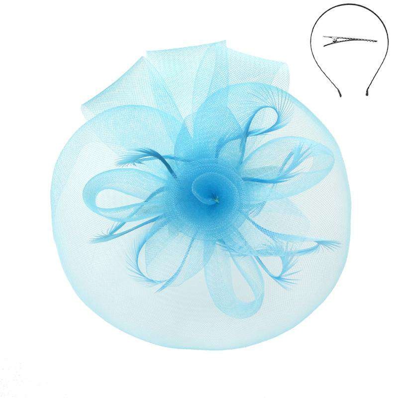 Double Flower Mesh Veil Fascinator Aqua