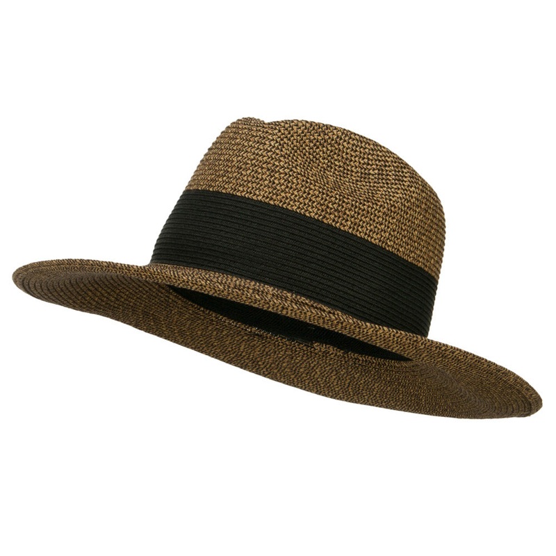 UPF 50+ Braid Large Brim Fedora Black One Size