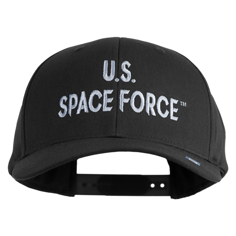 US Space Force Grey Letter Embroidered Retro Cotton Blend Snapback Cap Black One Size