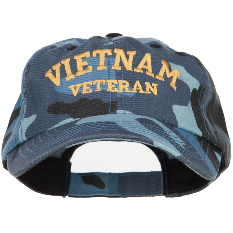 Vietnam Veteran Letters Embroidered Enzyme Camo Cap Sky One Size