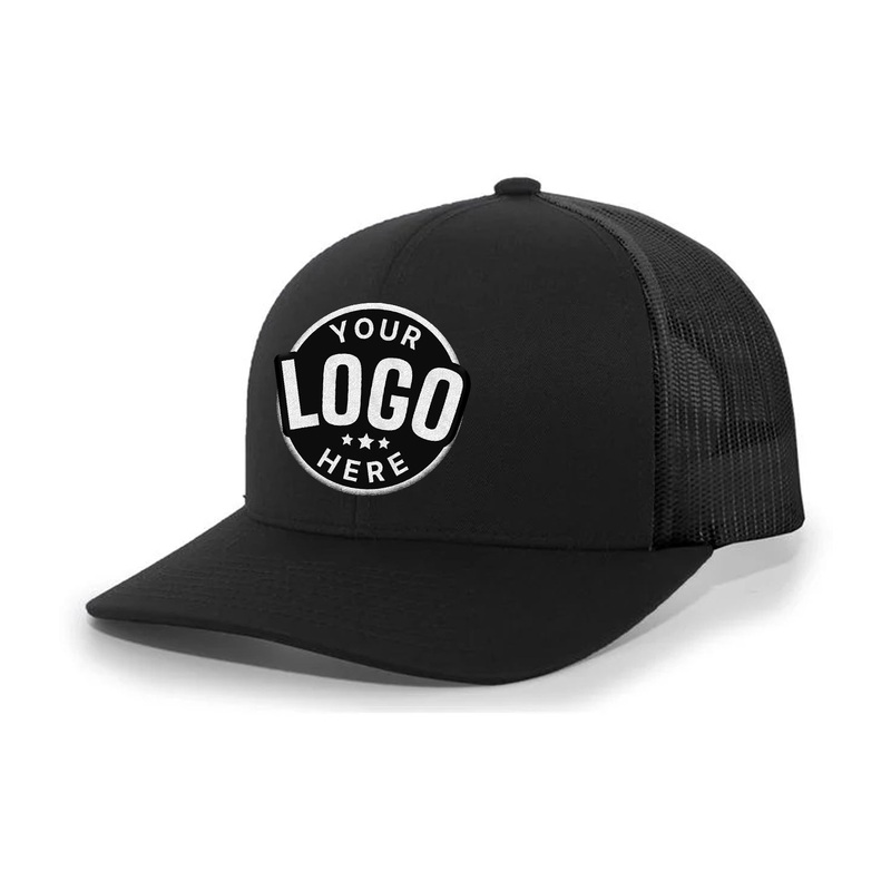 Custom Embroidered Pacific Headwear 104C Trucker Snapback Cap – Flat Embroidery Black/Graphite/Black One Size Fits Most Flat Embroidery