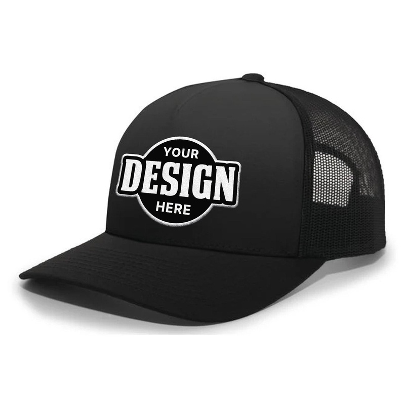 Custom Embroidered Pacific Headwear 104S Contrast Stitch Trucker Snapback Hat – Flat Embroidery Graphite/Black/Graphite Flat Embroidery