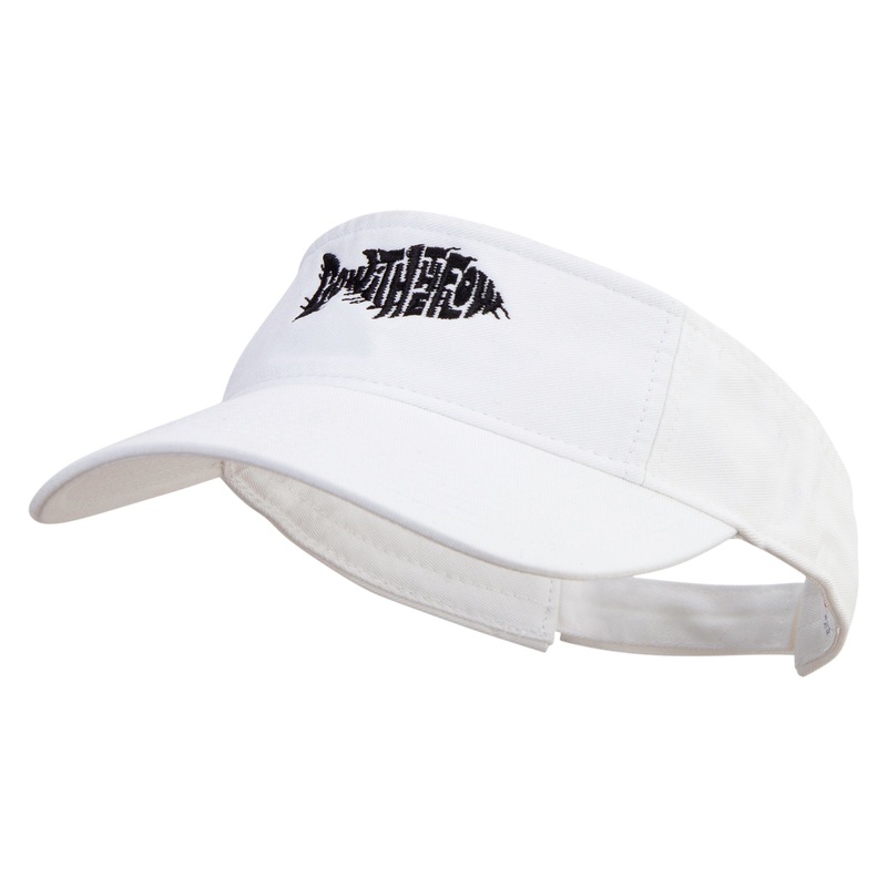 Go With The Flow Fish Embroidered Pro Style Cotton Twill Washed Visor White One Size