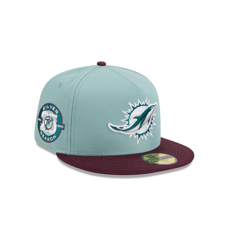 Miami Dolphins Beach Kiss Blue 59FIFTY A-Frame Fitted Hat 7