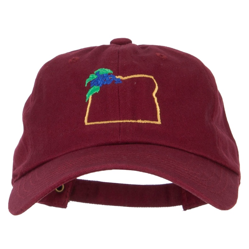 Oregon Grape with Map Embroidered Unstructured Washed Cap Wine One Size