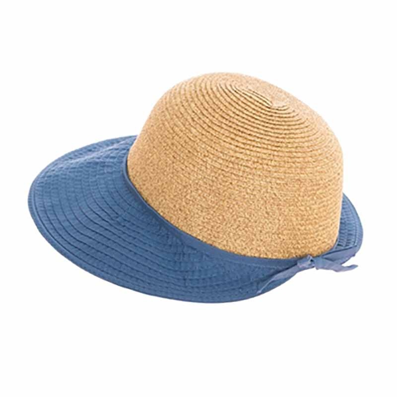 Ribbon and Straw Facesaver Hat – Boardwalk Style Blue Medium (57 cm)