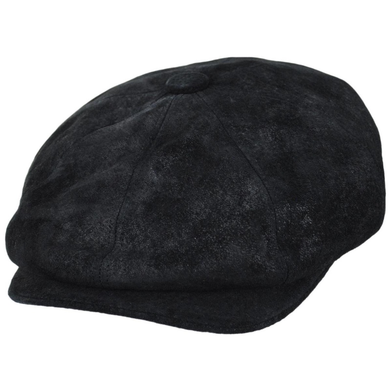 Rustic Leather Newsboy Cap BLACK M