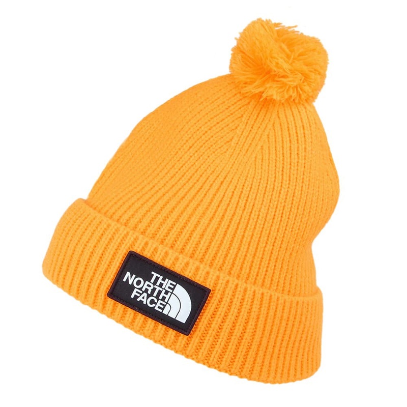 The North Face Hats Logo Box Pom Bobble Hat – Yellow 1-Size