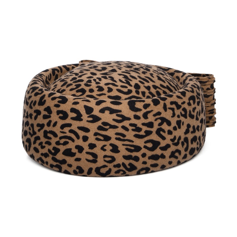 Whiteley Hats Jackie O Loop Bow Wool Pillbox Hat – Leopard 1-Size
