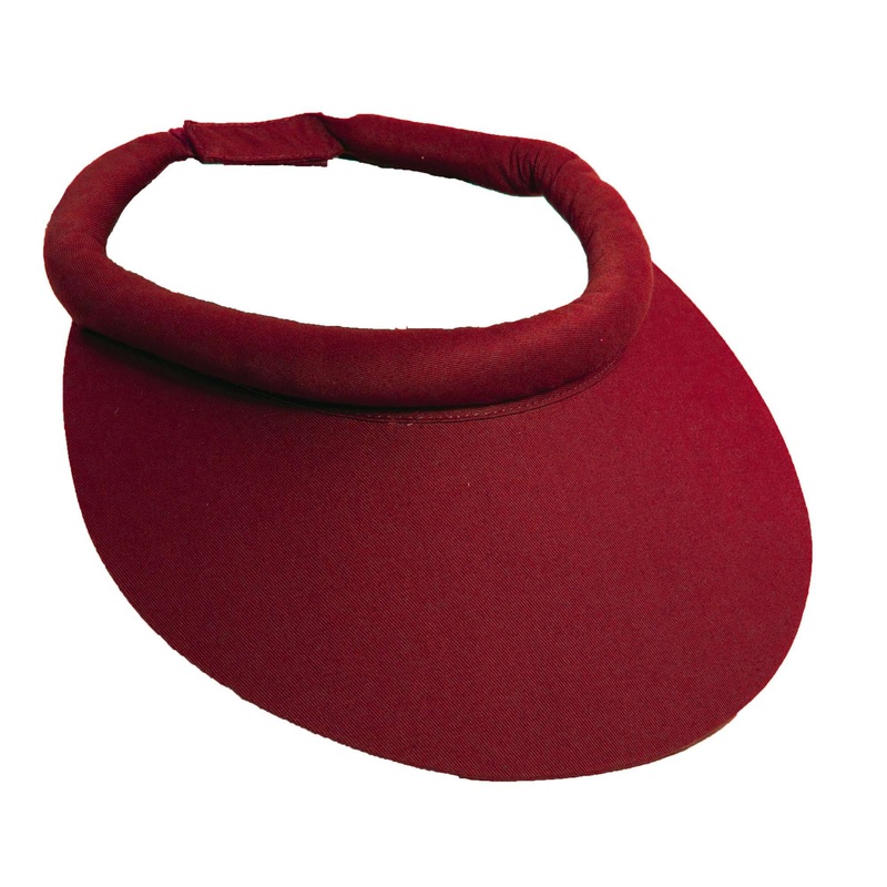 Wide Brim Cotton Sun Visor with Rolled Band by Tropical Trends Red