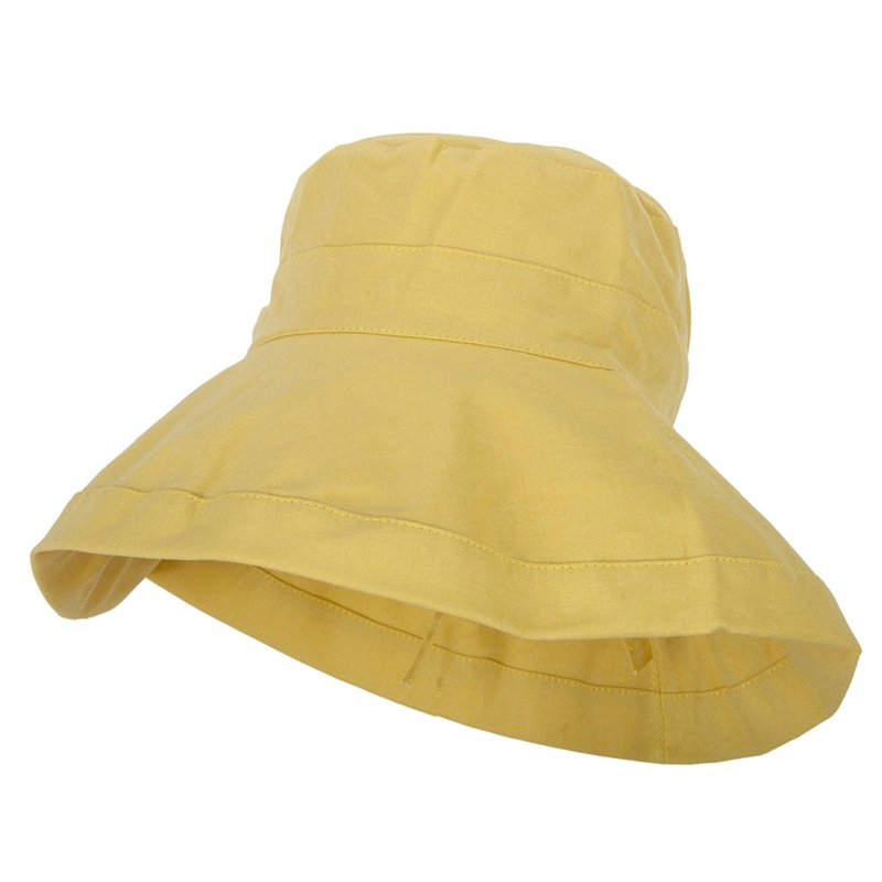 Women’s Turn Up Brim Cotton Linen Dressy Bucket Hat Chartreuse One Size