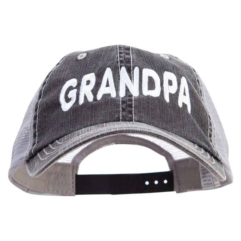 Wording of Grandpa Embroidered Mesh Big Size Special Cotton Low Profile Trucker Cap Black XL-3XL