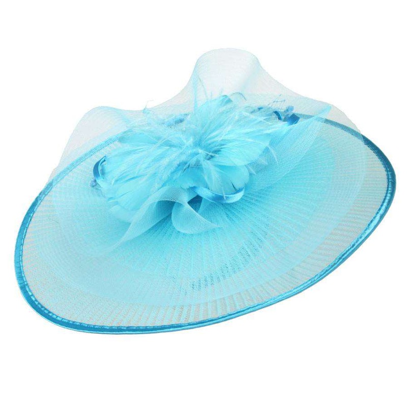 Crimped Organza Fascinator Headband –  Kentucky Derby Collection Aqua