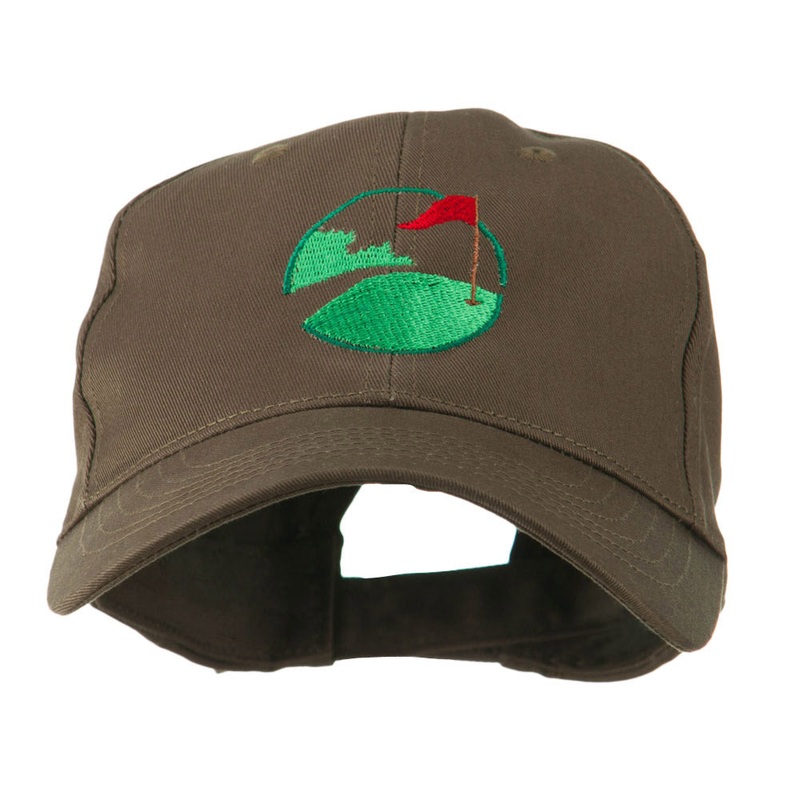 Golf Flag on the Green Embroidered Cap Brown One Size