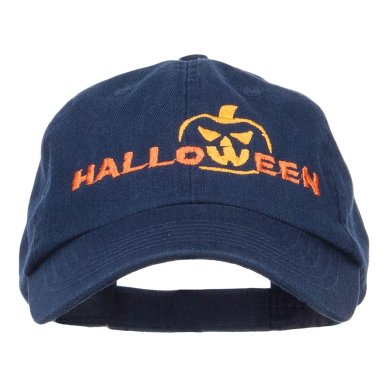 Halloween Pumpkin Embroidered Pet Spun Cap Navy One Size