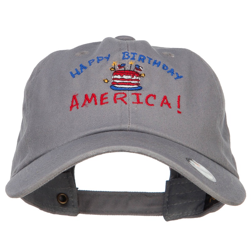 Happy Birthday America Embroidered Unconstructed Cap Grey One Size