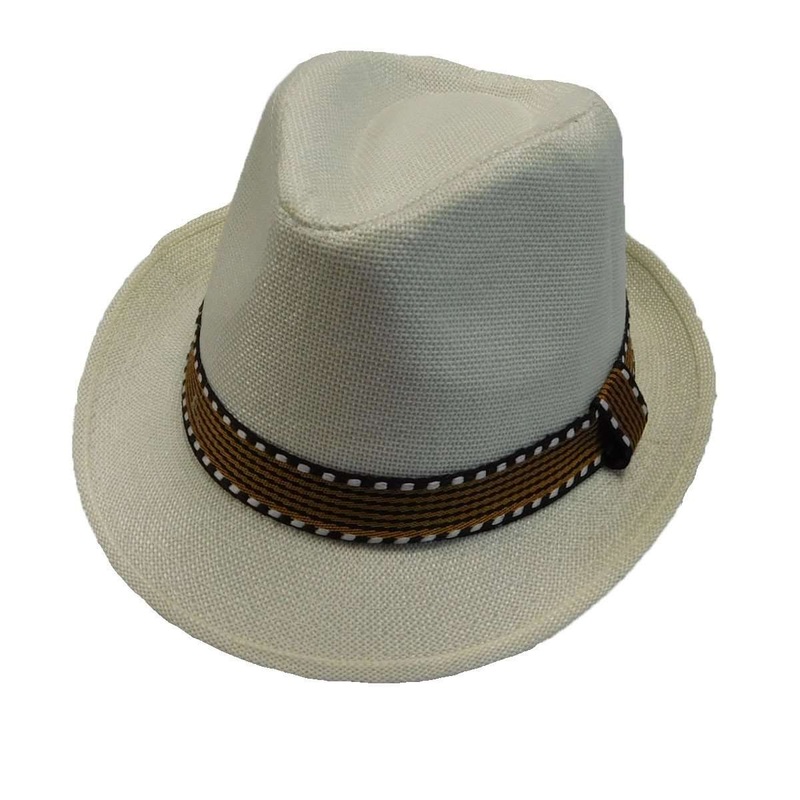 Kid’s Fedora Hat with Pattern Band – White White
