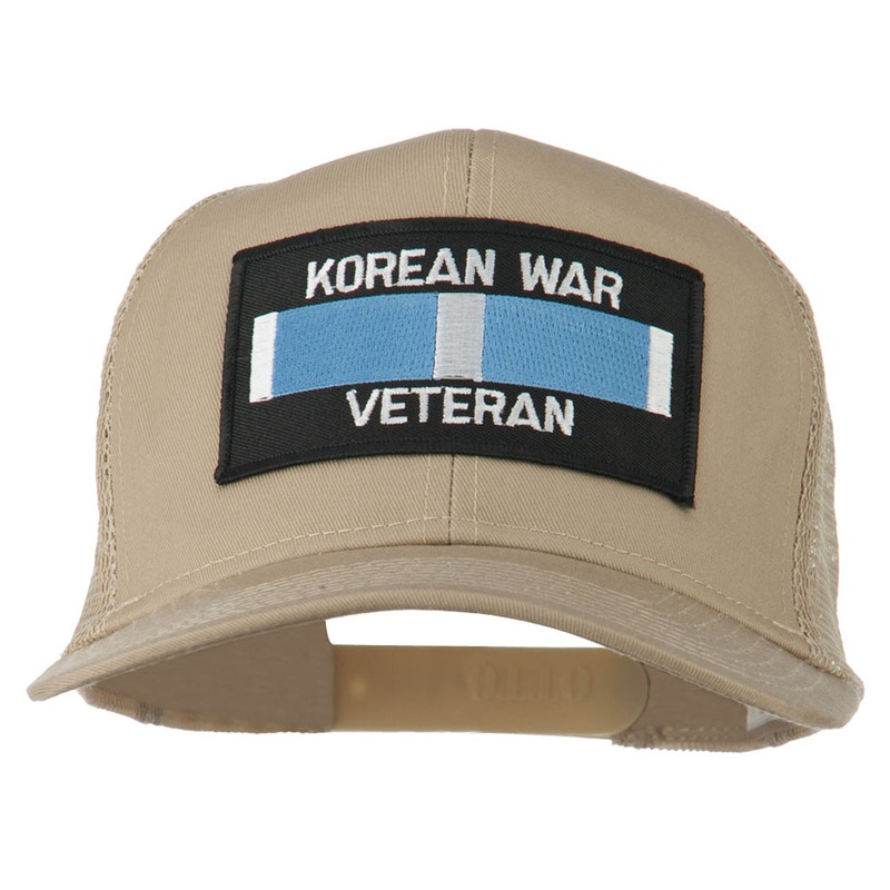 Korean War Veteran Patched Mesh Cap Khaki One Size