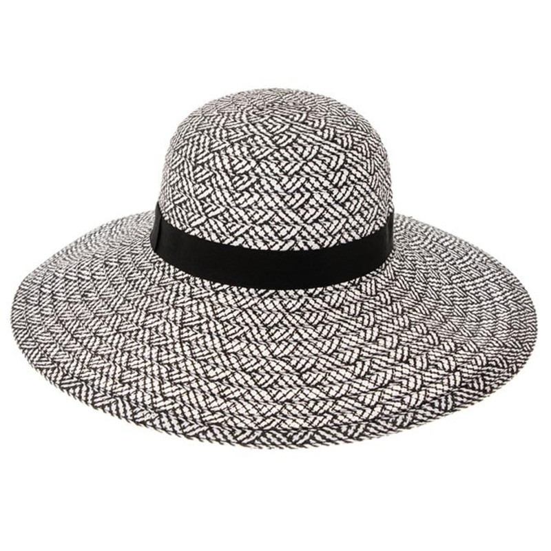 Mixed Color Wide Brim Beach Hat – Boardwalk Style Black OS (57 cm)