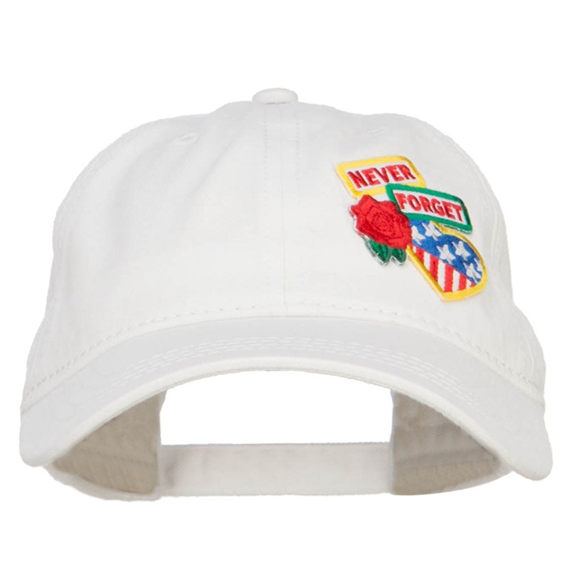 Never Forget Veterans Patched Washed Cap White One Size