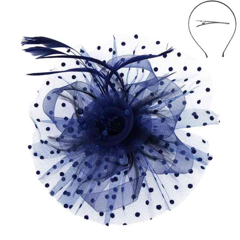 Polka Dot and Beads Fascinator – Sophia Collection Navy