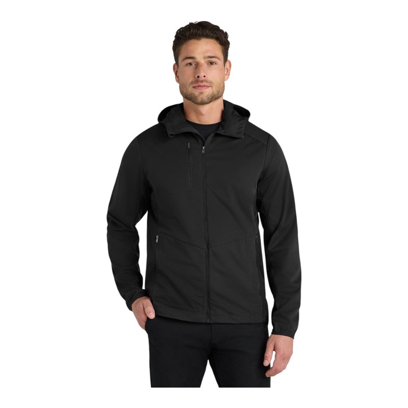 Port Authority J719 Active Hooded Soft Shell Jacket Deep Black XS