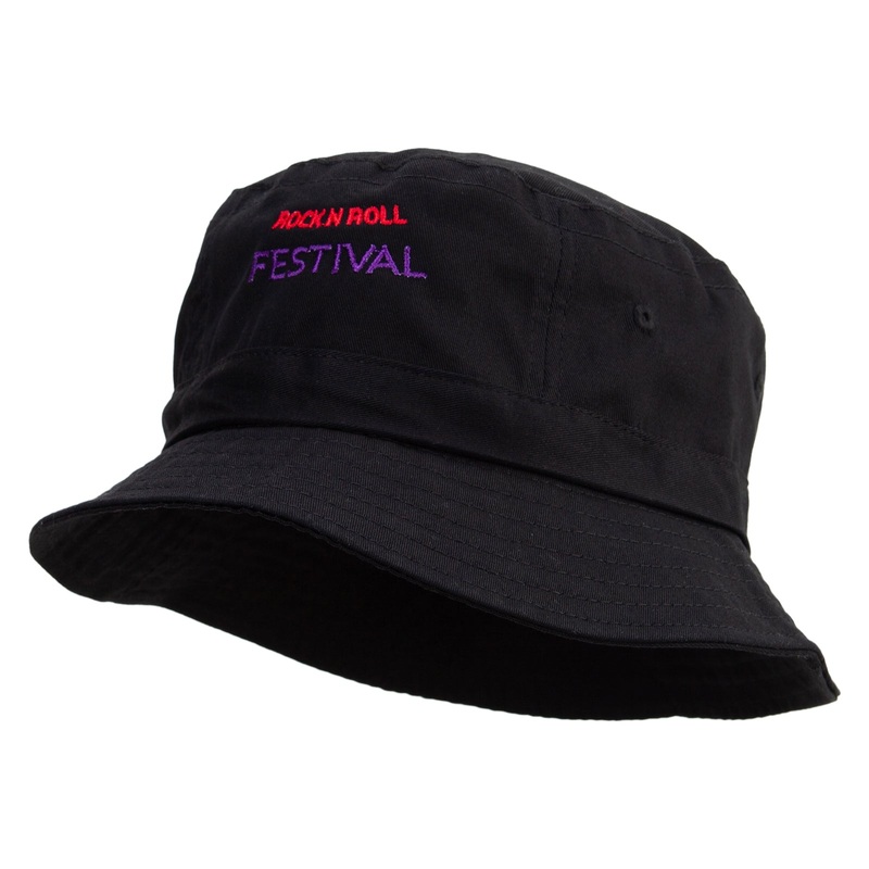 Rock N Roll Festival Embroidered Bucket Hat Black One Size
