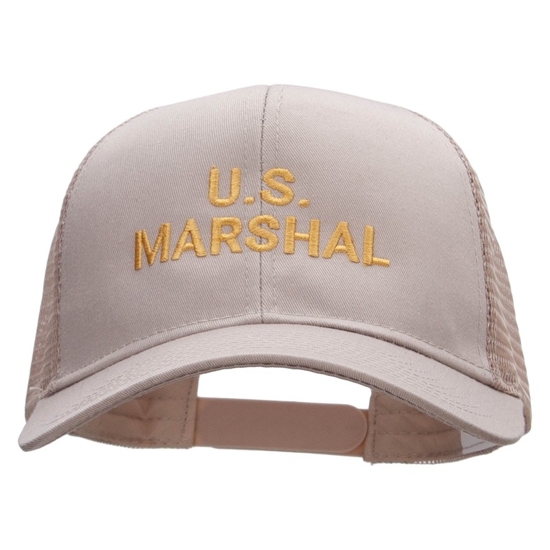 US Marshal Embroidered Solid Cotton Prostyle Twill Mesh Cap Khaki One Size