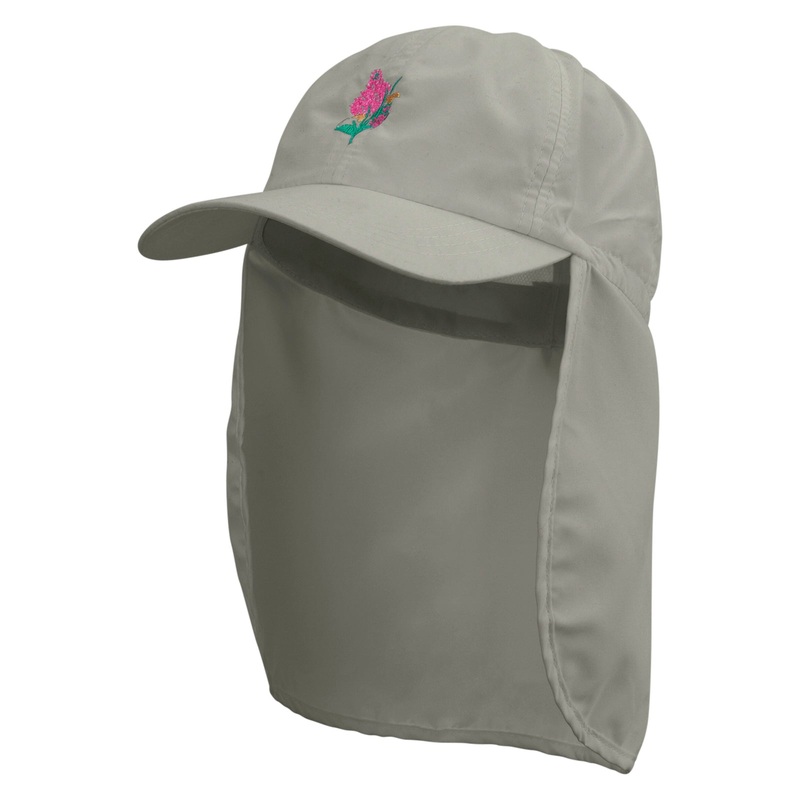 Blooming Lilac Embroidered Flap Hats Grey One Size