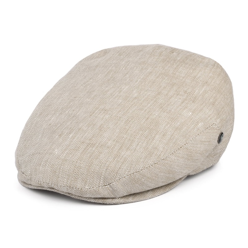 City Sport Micro-Herringbone Linen Flat Cap – Tan 55