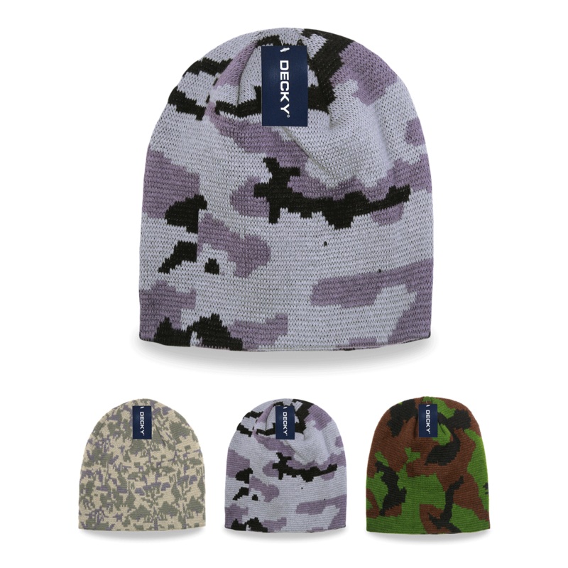 Decky 8031 – Camo Short Beanie, Camouflage Knit Beanie Cap Acu Camo