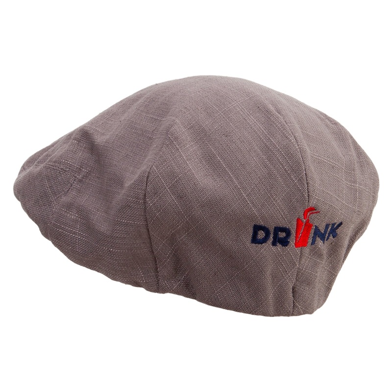 Drink Embroidered Big Size Men’s Linen Ivy Cap Charcoal XL-2XL