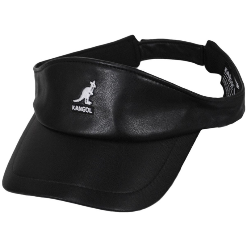 Faux Leather Visor BLACK ADJUSTABLE