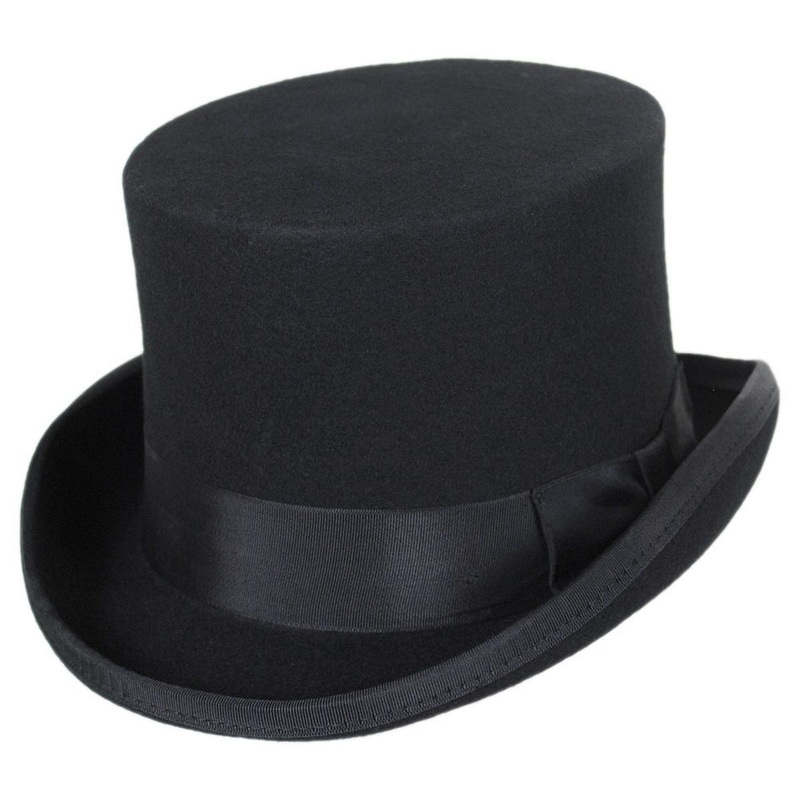Mid Crown Wool Felt Top Hat BLACK S