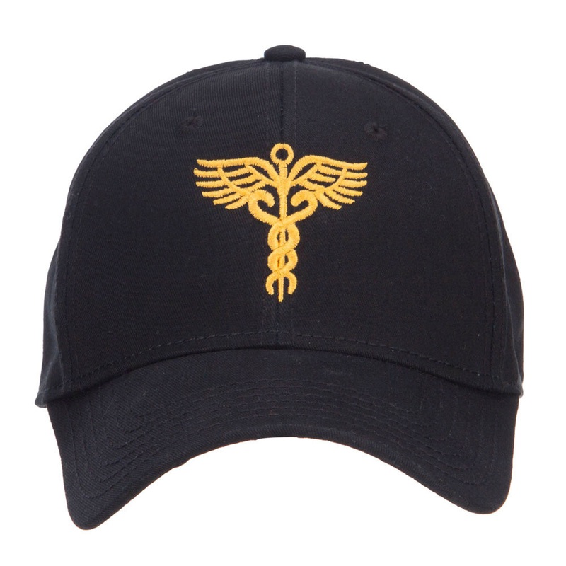 Original Medical Caduceus Embroidered Cotton Cap Black One Size