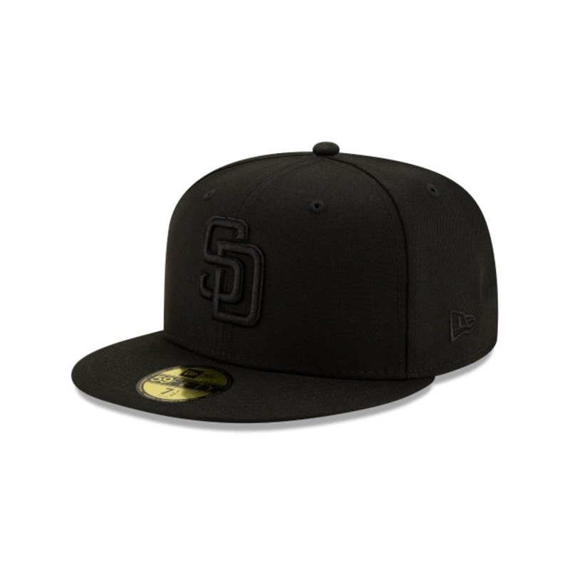 San Diego Padres Basic Black On Black 59FIFTY Fitted Hat 6 7/8