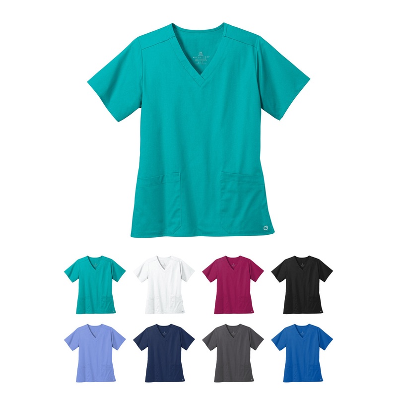 Wink Womens WorkFlex V-Neck Top Scrub WW4560 WonderWink Black 2XS