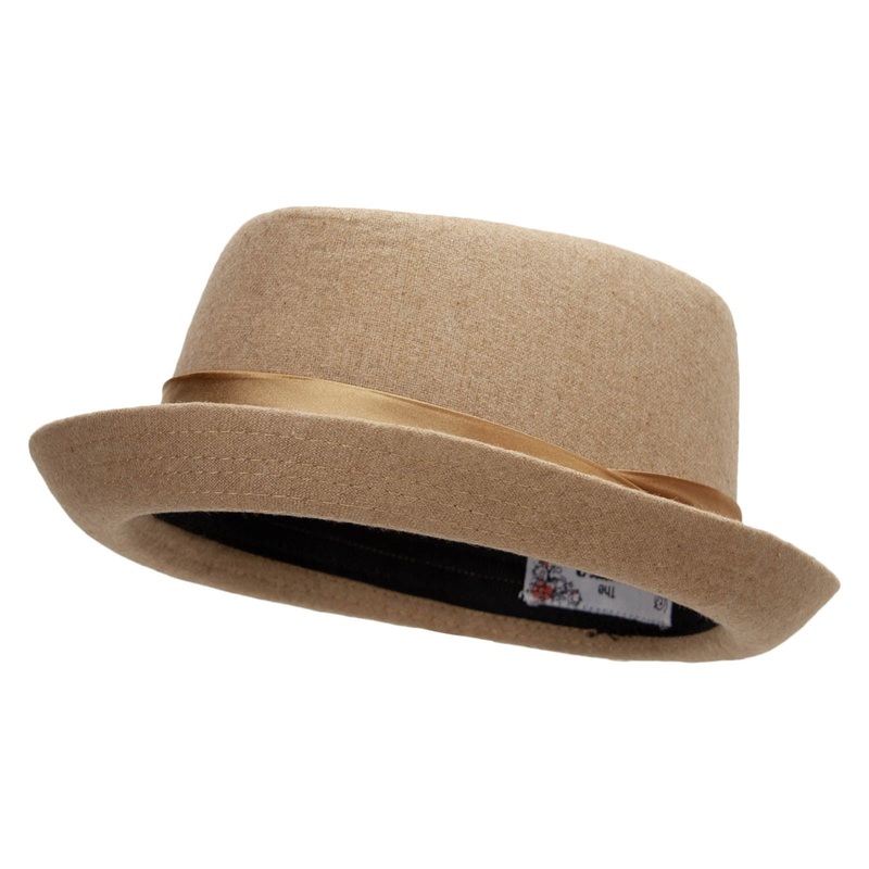 Wool Upbrim Pork Pie Fedora for Men Camel L-XL