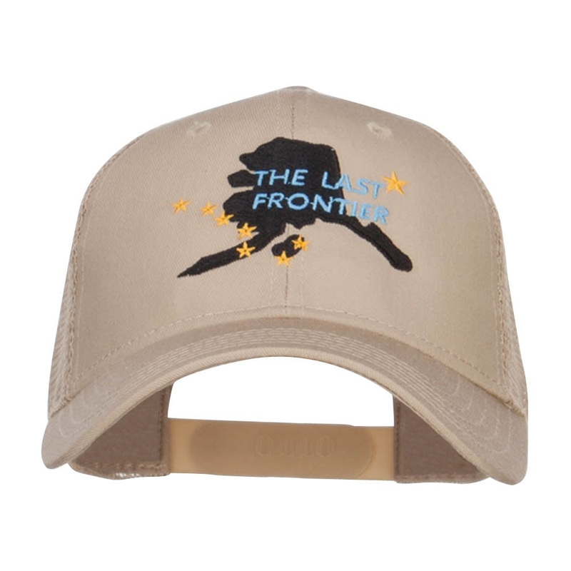 Alaska Last Frontier State Embroidered Trucker Cap Khaki One Size