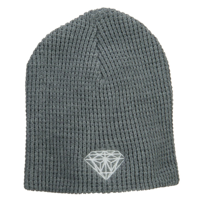 Big Size Diamond Embroidered Waffle Beanie Grey XL-3XL