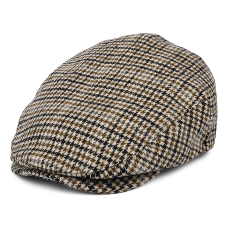 Brixton Hats Hooligan Houndstooth Flat Cap – Off White-Sand Small-56cm