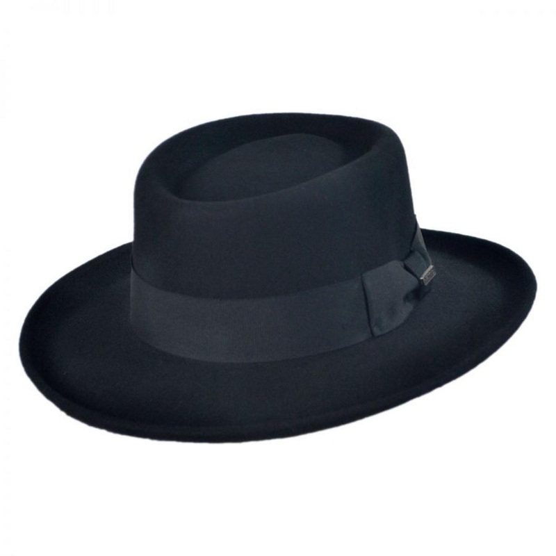 Crushable Wool Felt Gambler Hat BLACK S