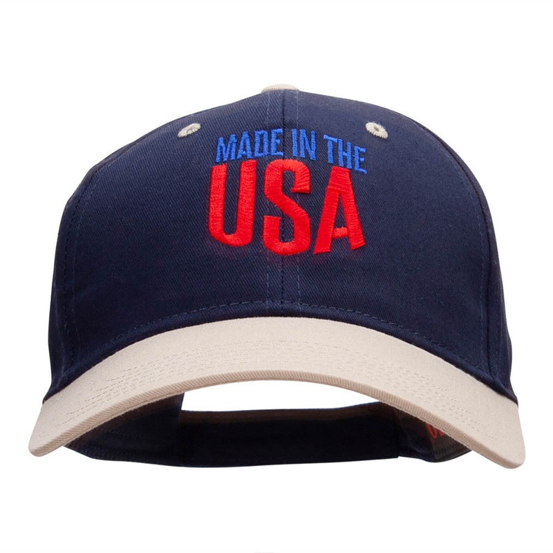 Made In The USA Embroidered Cotton Twill Cap Khaki Navy One Size