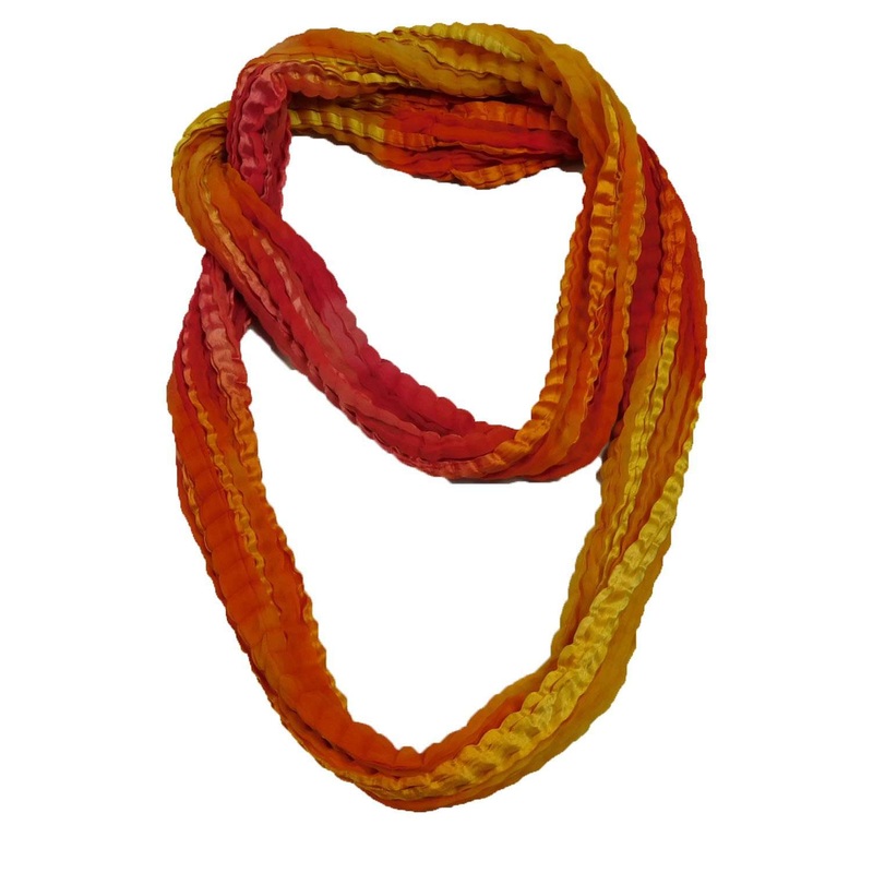 Silky Crinkled Infinity Scarf  -Orange Orange