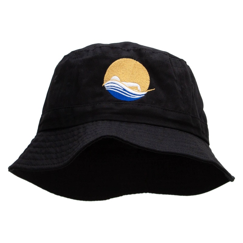 Swimming Pool Embroidered Bucket Hat Black One Size