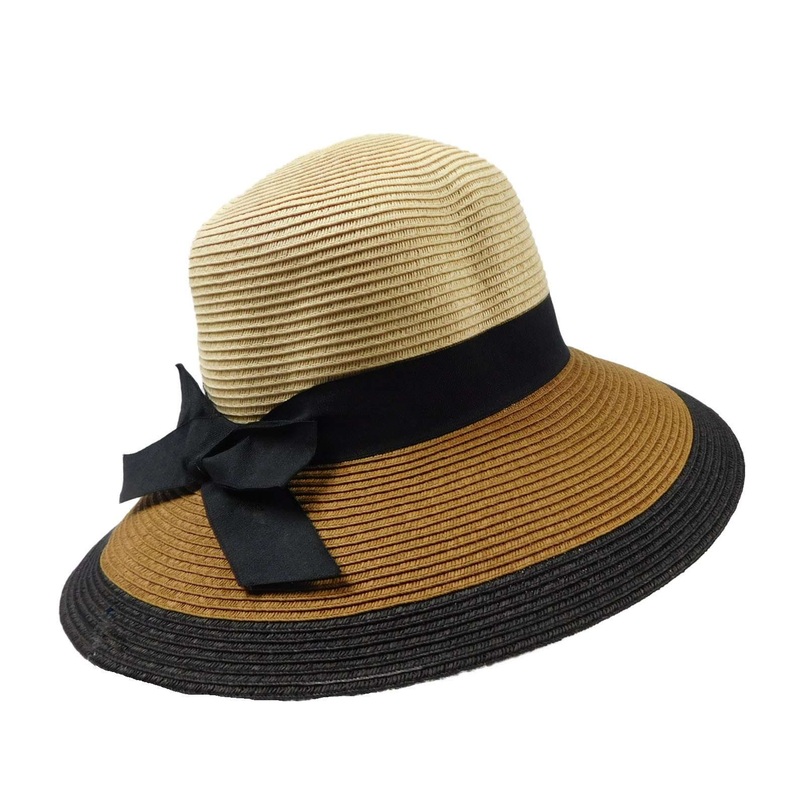 Three Tone Straw Floppy Hat Beige